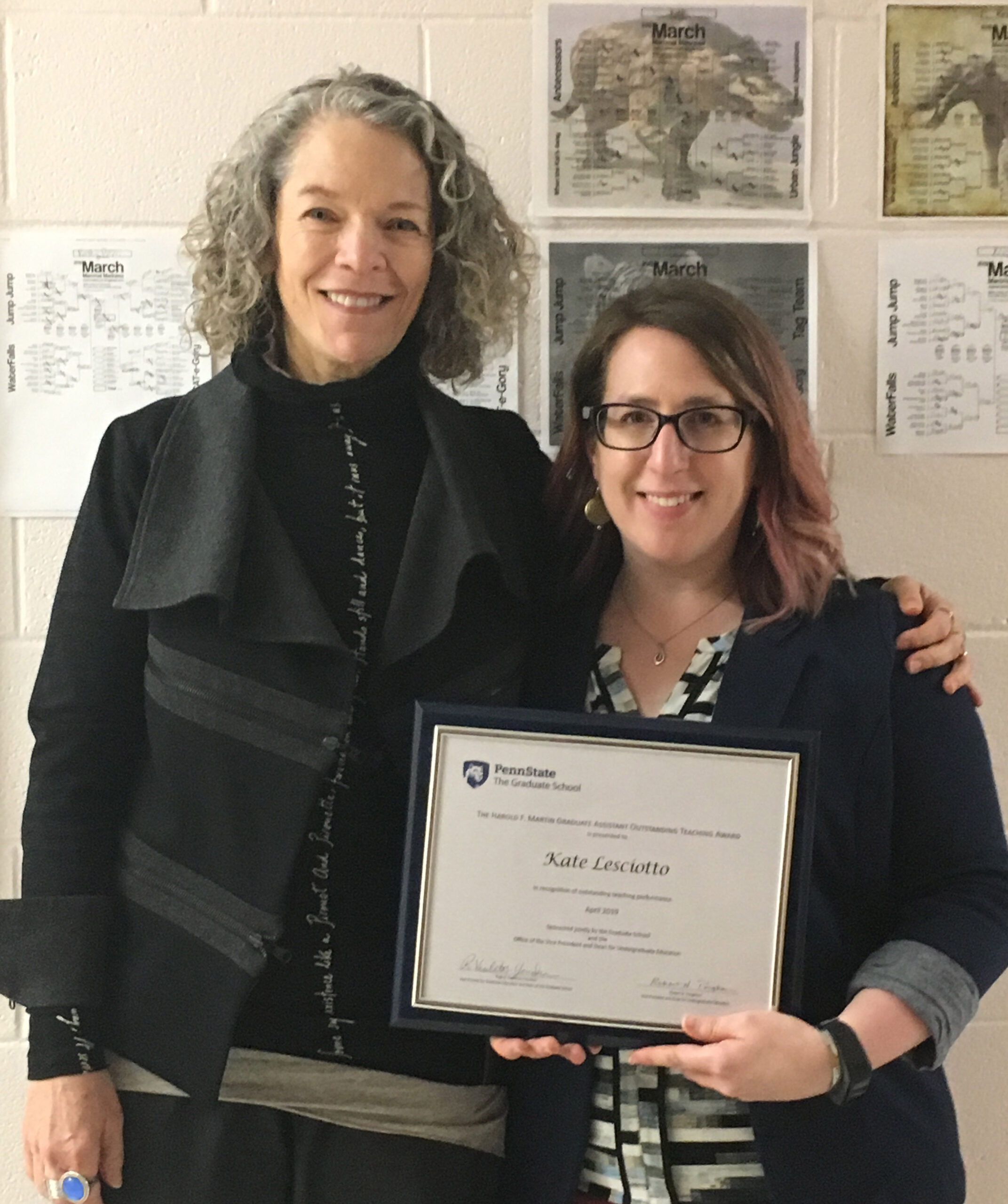 Graduate Student Kate Lesciotto receives the Harold F. Martin Graduate Assistant Outstanding Teaching Award